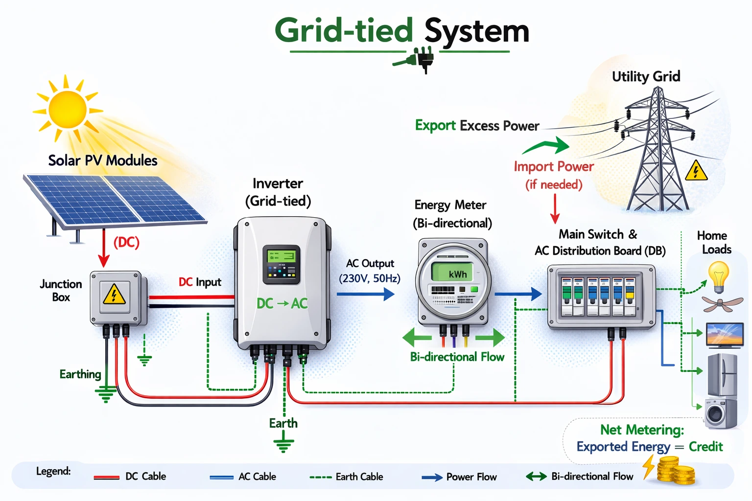 Different Components of a Solar PV System- Importance and Operation