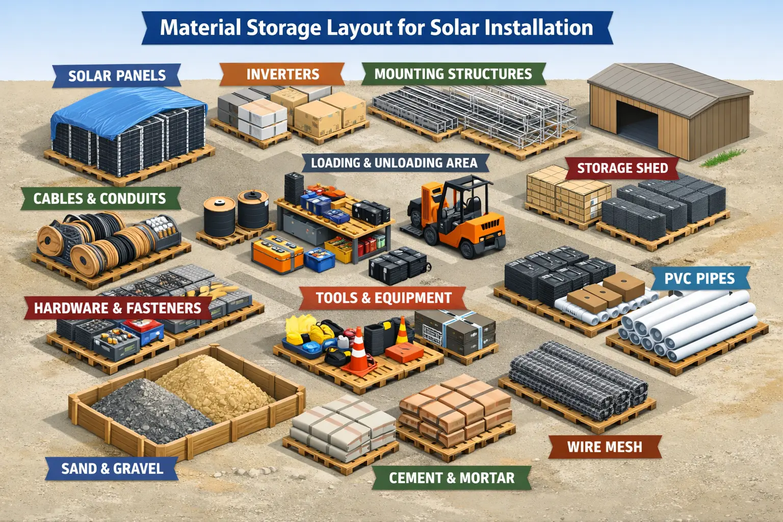 Material Storage Layout For Solar Installation