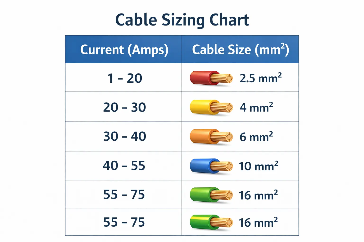 Cable Sizing Chart Explained