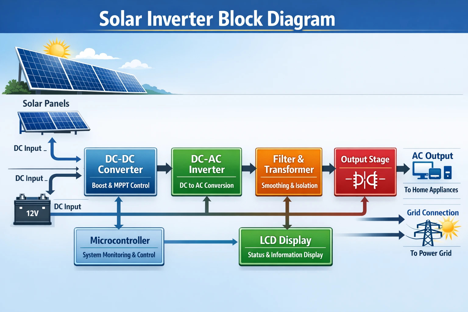 Solar Inverter Block Diagram Solar Inverter Block Diagram Explained