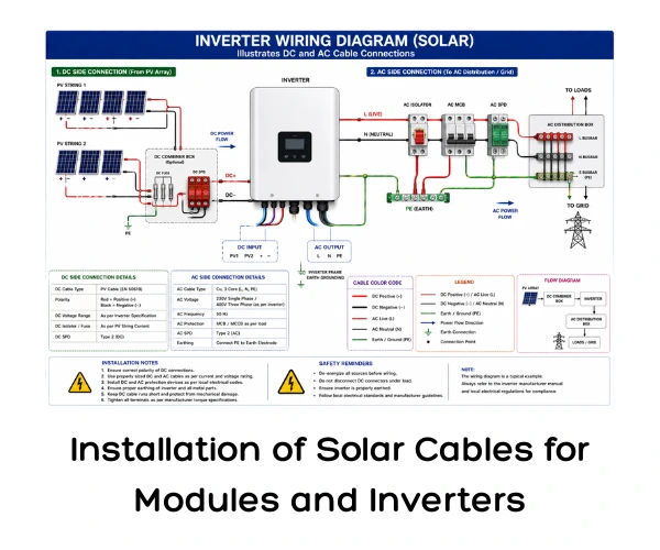 Installation of Solar Cables for Modules and Inverters