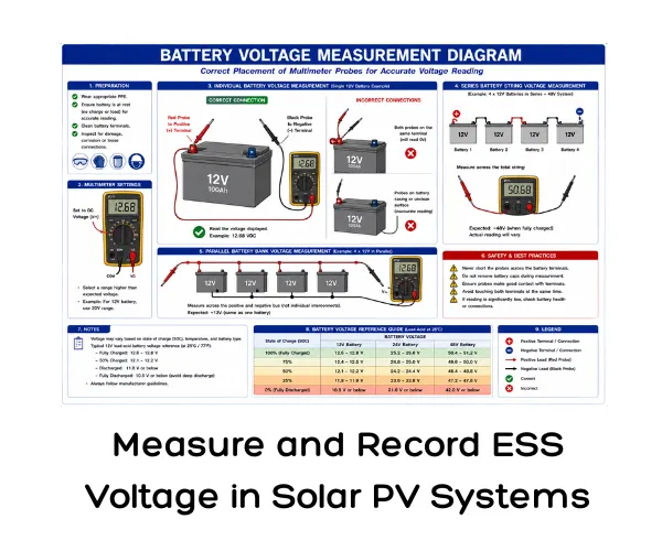 Measure and Record ESS Voltage in Solar PV Systems