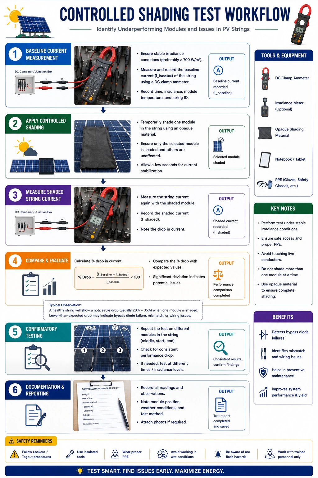 Identify the Faulty Module in a Solar PV String by Shading Modules and Checking the Output Using Ammeter Readings- Complete Troubleshooting Guide Identify the Faulty Module in a Solar PV String by Shading Modules and Checking the Output Using Ammeter Readings- Complete Troubleshooting Guide