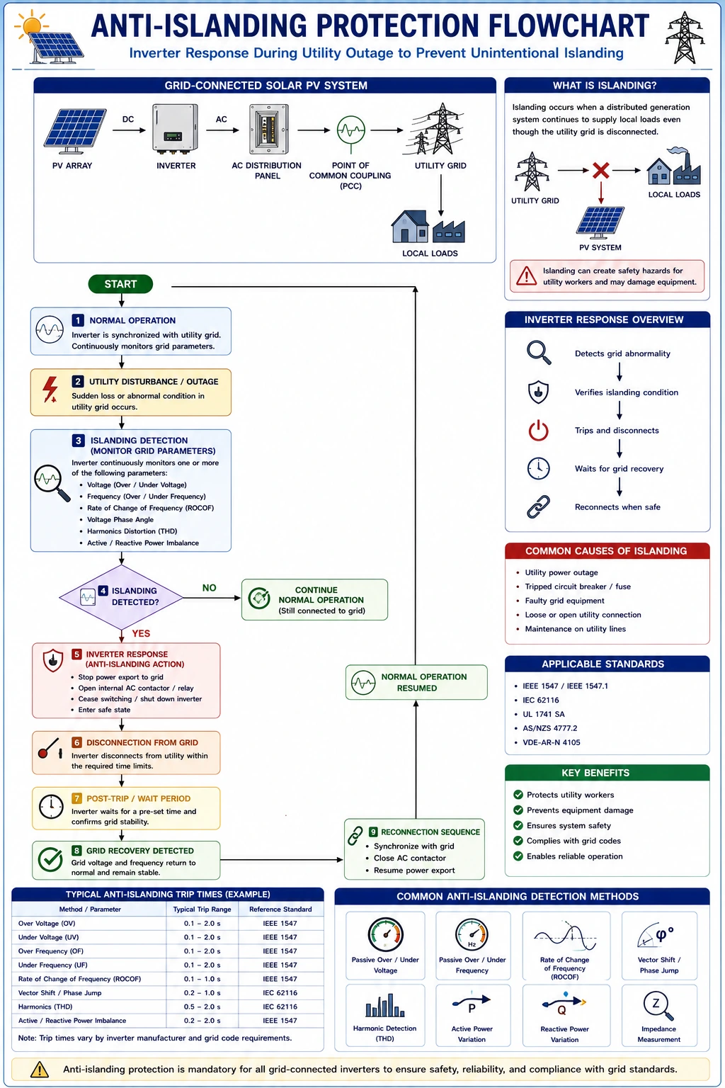 Perform the Unintentional Islanding Functionality Test for the Solar PV System- Complete Guide for Safe Grid-Connected Operation Perform the Unintentional Islanding Functionality Test for the Solar PV System- Complete Guide for Safe Grid-Connected Operation