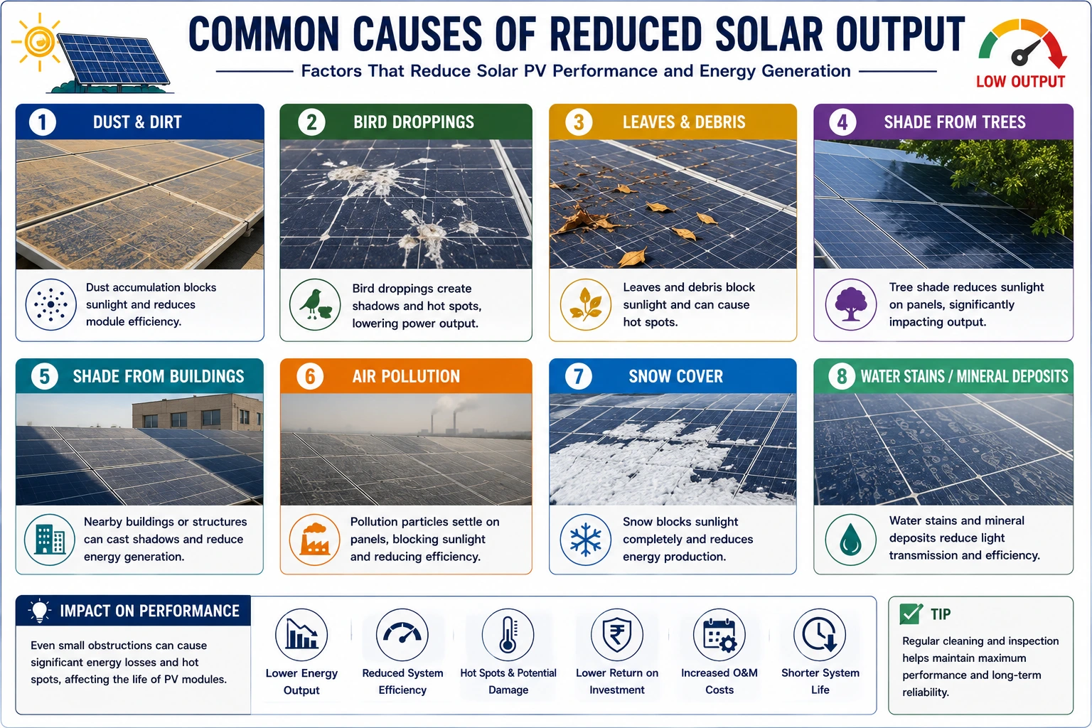 Perform Regular Checks for Dust, Shade, and Other Factors That Interrupt Solar Power Output- Complete Preventive Maintenance Guide Perform Regular Checks for Dust, Shade, and Other Factors That Interrupt Solar Power Output- Complete Preventive Maintenance Guide