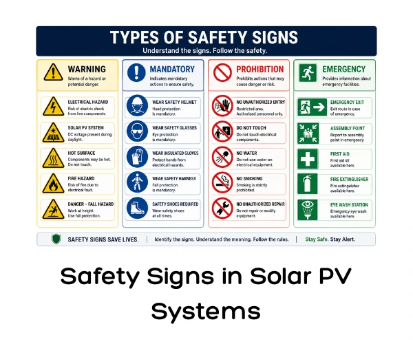 Safety Signs in Solar PV Systems