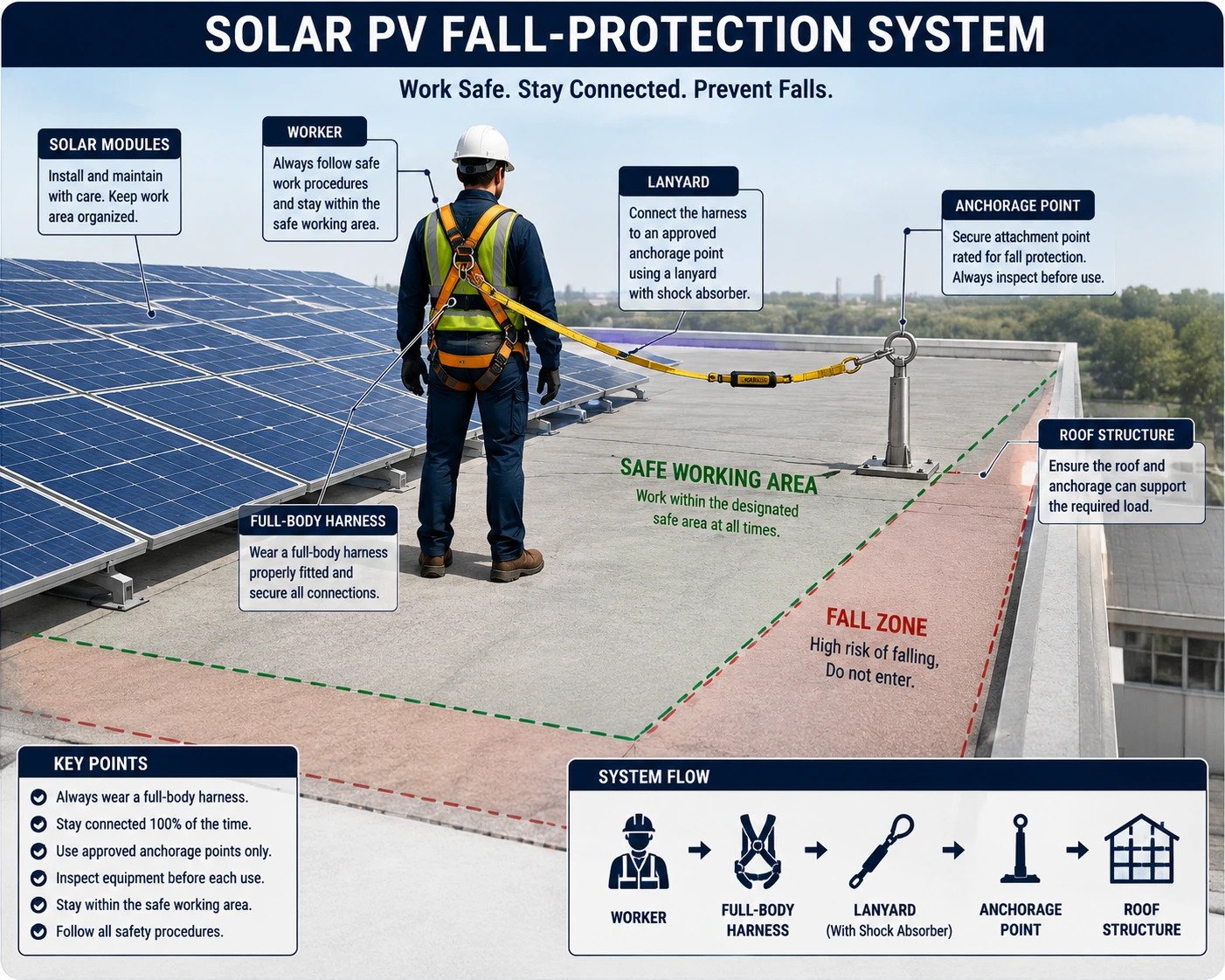 Inspect and Install Fall Protection for Solar PV Systems