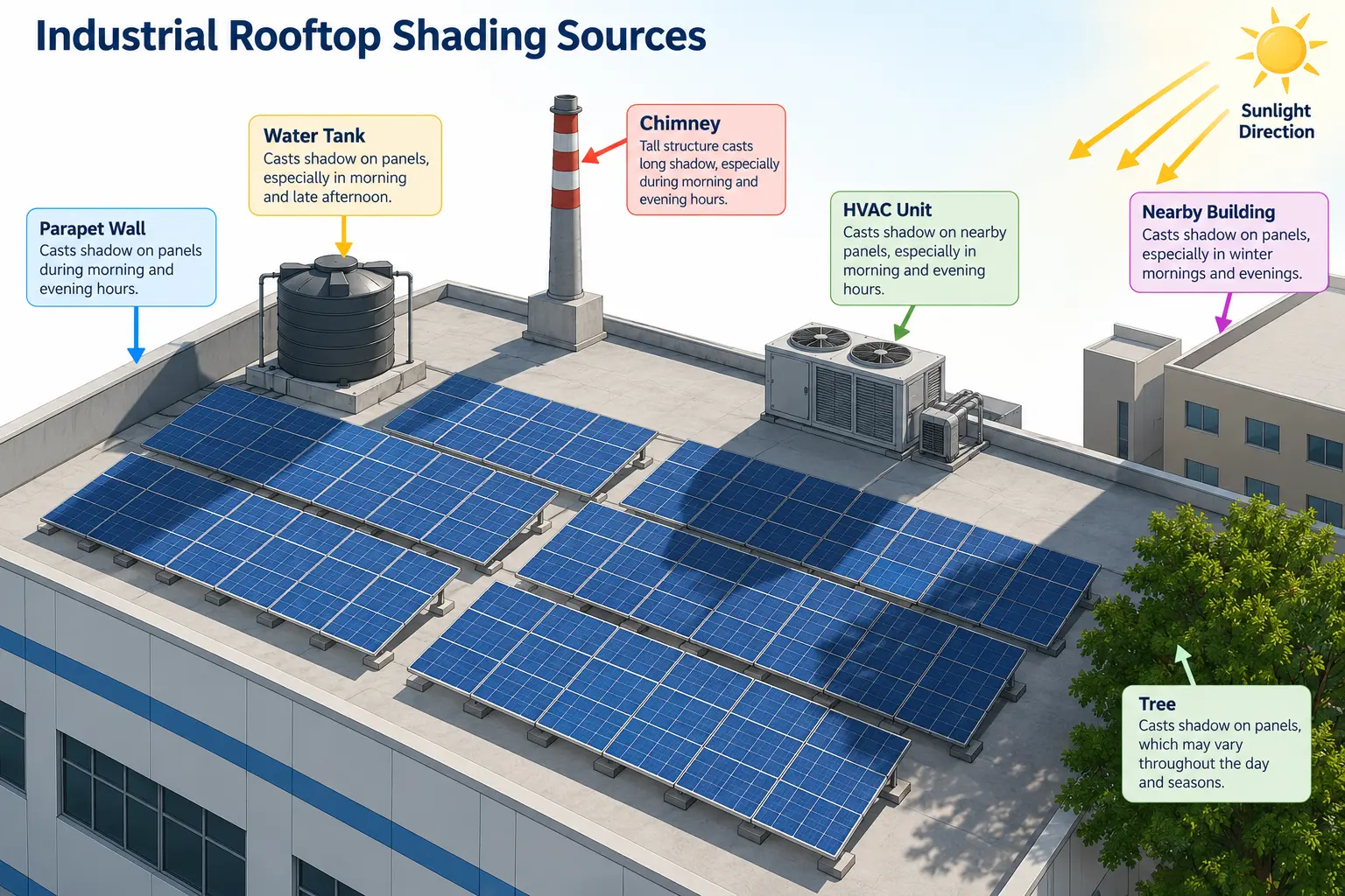 How Shading Affects Industrial Rooftop Solar Generation